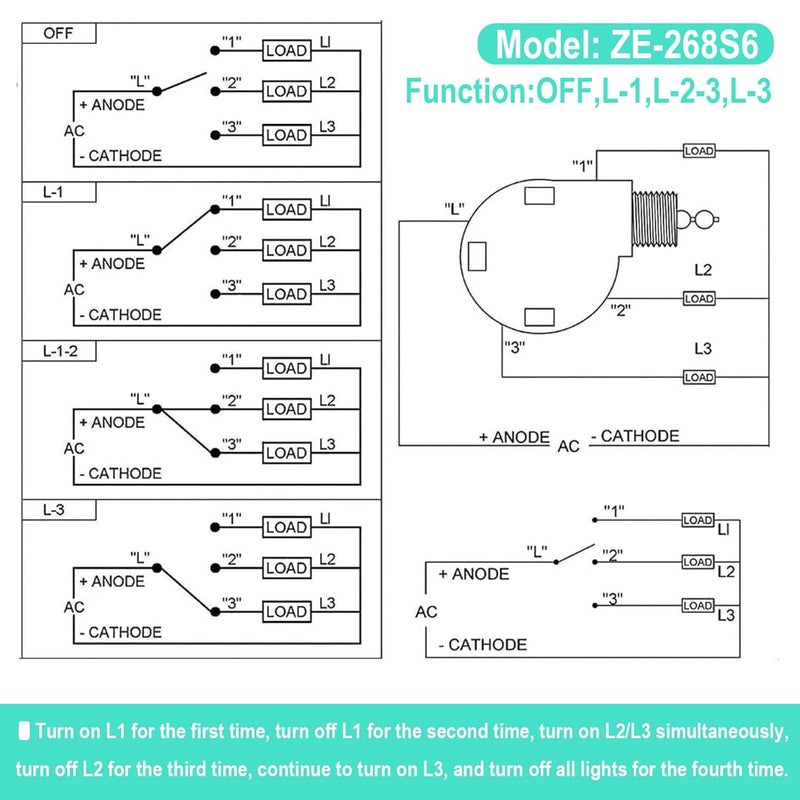 BFXM ZE-268S6 Ceiling Fan Switch - 3 Speed 4 Wire Replacement for Hampton Bay, Hunter, and Standing Fans (Bronze With Wires) - Image 5
